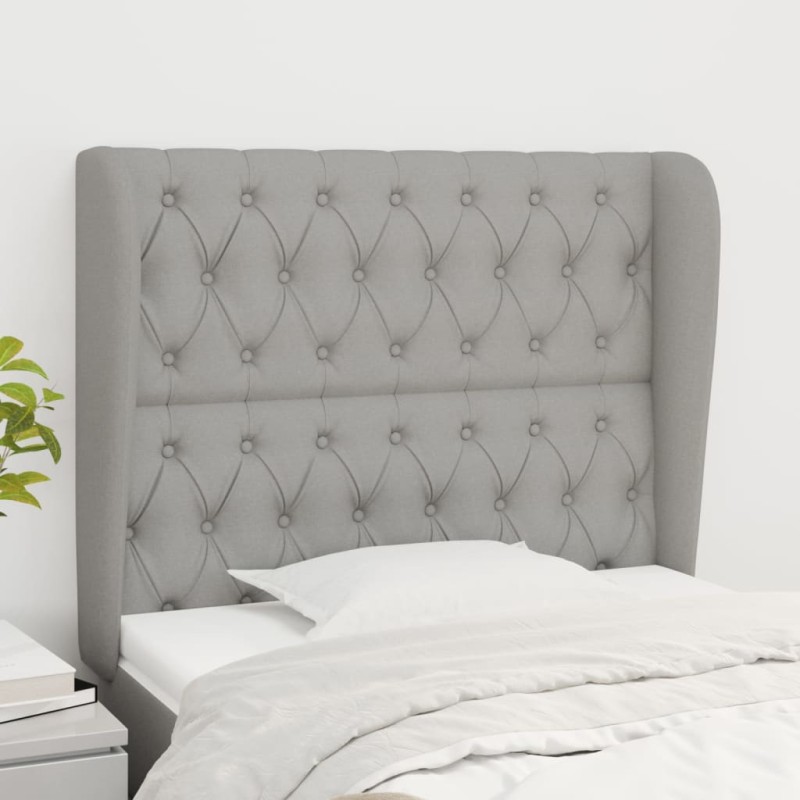 Testiera ad Orecchio Grigio Chiaro 103x23x118/128 cm in Tessuto Testiera ad Orecchio Grigio Chiaro 103x23x118/128 cm in Tessuto