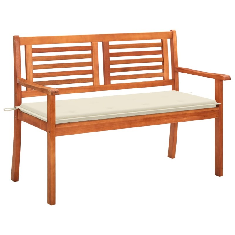 Panchina da Giardino 2 Posti e Cuscino 120cm Massello Eucalipto Panchina da Giardino 2 Posti e Cuscino 120cm Massello Eucalipto