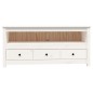 Mobile Porta TV Bianco 114x35x52 cm in Legno Massello di Pino Mobile Porta TV Bianco 114x35x52 cm in Legno Massello di Pino