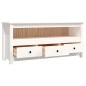 Mobile Porta TV Bianco 114x35x52 cm in Legno Massello di Pino Mobile Porta TV Bianco 114x35x52 cm in Legno Massello di Pino