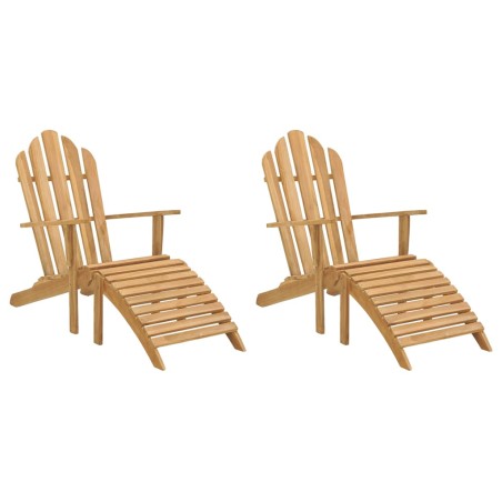 Sedie Adirondack con Poggiapiedi 2 pz in Legno Massello di Teak