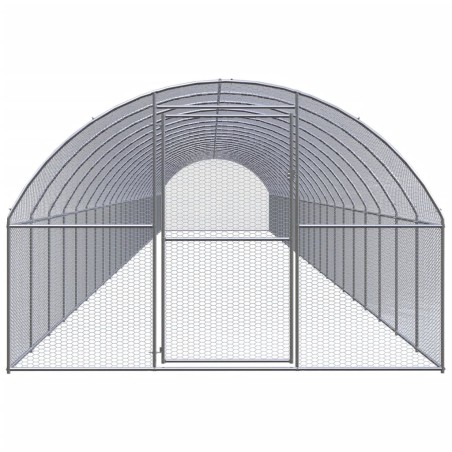 Pollaio per Esterni 3x24x2 m in Acciaio Zincato