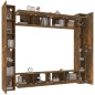 Set Mobili Porta TV 8pz Rovere Fumo in Legno Multistrato Set Mobili Porta TV 8pz Rovere Fumo in Legno Multistrato