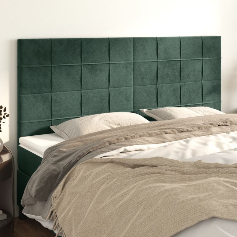 Testiera 4 pz Verde scuro 90x5x78/88 cm in Velluto Testiera 4 pz Verde scuro 90x5x78/88 cm in Velluto