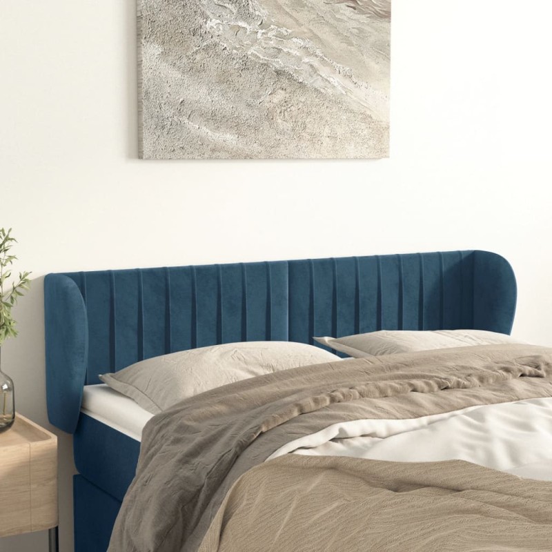 Testiera ad Orecchio Blu Scuro 147x23x78/88 cm in Velluto Testiera ad Orecchio Blu Scuro 147x23x78/88 cm in Velluto