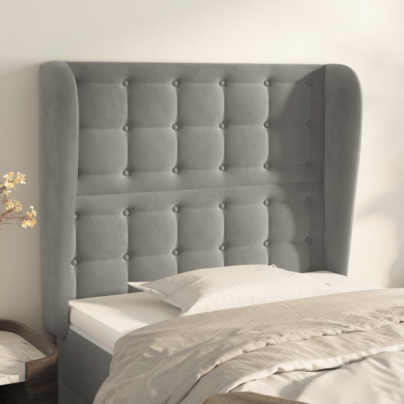 Testiera ad Orecchio Grigio Chiaro 103x23x118/128 cm in Velluto Testiera ad Orecchio Grigio Chiaro 103x23x118/128 cm in Velluto