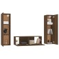 Set Mobili Porta TV 3 pz Rovere Marrone in Legno Multistrato Set Mobili Porta TV 3 pz Rovere Marrone in Legno Multistrato
