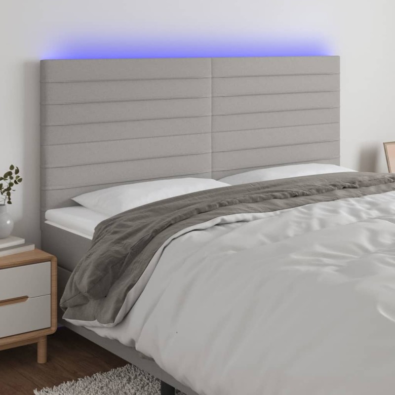 Testiera a LED Grigio Chiaro 160x5x118/128 cm in Tessuto Testiera a LED Grigio Chiaro 160x5x118/128 cm in Tessuto
