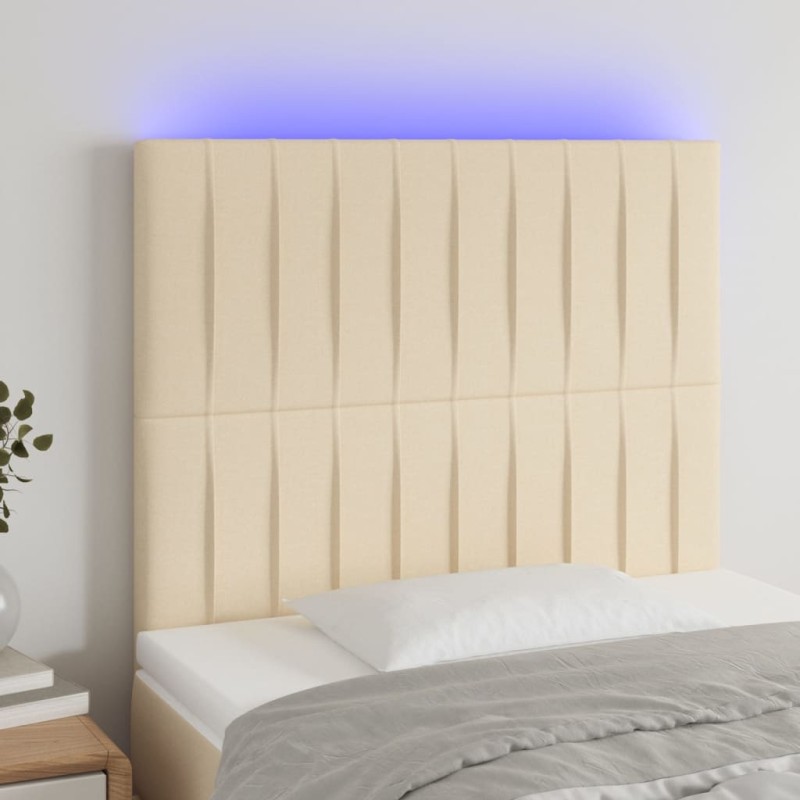 Testiera a LED Crema 80x5x118/128 cm in Tessuto Testiera a LED Crema 80x5x118/128 cm in Tessuto
