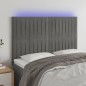Testiera a LED Grigio Chiaro 144x5x118/128 cm in Velluto Testiera a LED Grigio Chiaro 144x5x118/128 cm in Velluto
