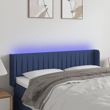 Testiera a LED Blu 147x16x78/88 cm in Tessuto