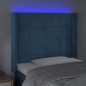 Testiera a LED Blu Scuro 83x16x118/128 cm in Velluto Testiera a LED Blu Scuro 83x16x118/128 cm in Velluto