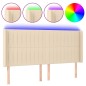 Testiera a LED Crema 163x16x118/128 cm in Tessuto Testiera a LED Crema 163x16x118/128 cm in Tessuto