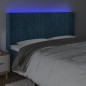 Testiera a LED Blu Scuro 163x16x118/128 cm in Velluto Testiera a LED Blu Scuro 163x16x118/128 cm in Velluto