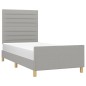 Giroletto con Testiera Grigio Chiaro 80x200 cm in Tessuto Giroletto con Testiera Grigio Chiaro 80x200 cm in Tessuto
