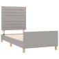 Giroletto con Testiera Grigio Chiaro 80x200 cm in Tessuto Giroletto con Testiera Grigio Chiaro 80x200 cm in Tessuto