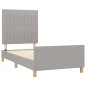 Giroletto con Testiera Grigio Chiaro 100x200 cm in Tessuto Giroletto con Testiera Grigio Chiaro 100x200 cm in Tessuto