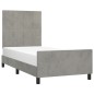 Giroletto con Testiera Grigio Chiaro 80x200 cm in Velluto Giroletto con Testiera Grigio Chiaro 80x200 cm in Velluto