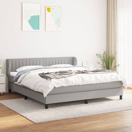 vidaXL Giroletto a Molle con Materasso Grigio Chiaro160x200 cm Tessuto