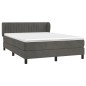 vidaXL Giroletto a Molle con Materasso Grigio Scuro 140x200 cm Velluto