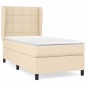 vidaXL Giroletto a Molle con Materasso Crema 90x200 cm inTessuto