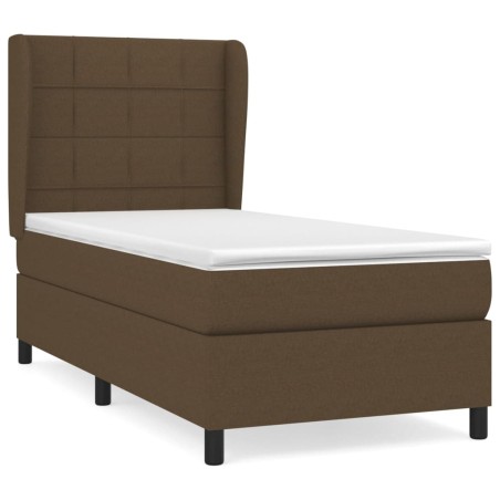 vidaXL Giroletto a Molle con Materasso Marrone Scuro 100x200cm Tessuto