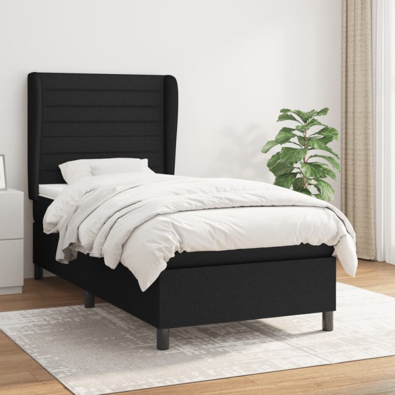 vidaXL Giroletto a Molle con Materasso Nero 80x200 cm inTessuto