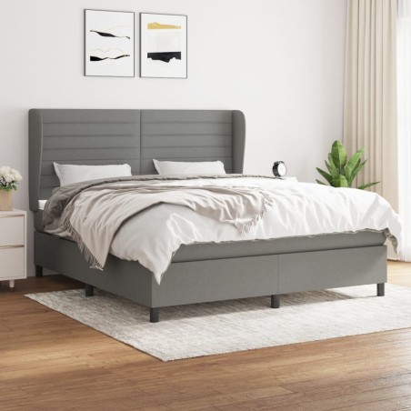 vidaXL Giroletto a Molle con Materasso Grigio Scuro 160x200 cm Tessuto