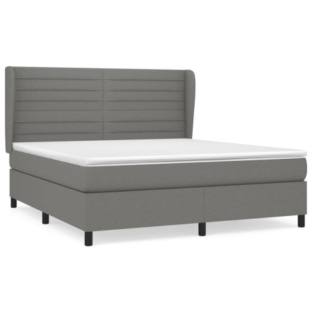vidaXL Giroletto a Molle con Materasso Grigio Scuro 160x200 cm Tessuto