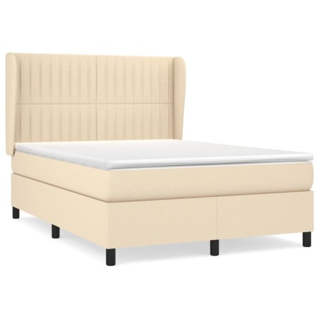 vidaXL Giroletto a Molle con Materasso Crema 140x200 cm in Tessuto