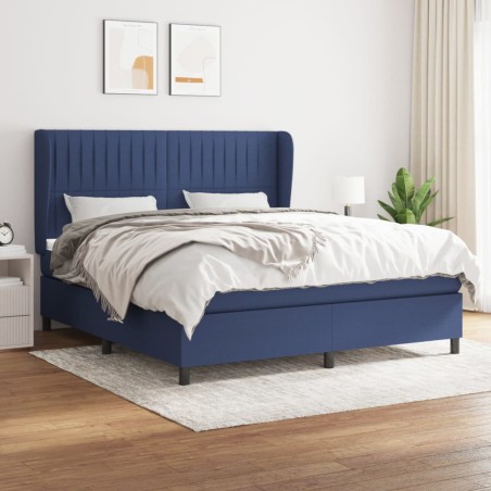 vidaXL Giroletto a Molle con Materasso Blu 160x200 cm in Tessuto