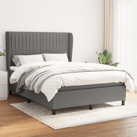 vidaXL Giroletto a Molle con Materasso Grigio Scuro 140x200cm Tessuto