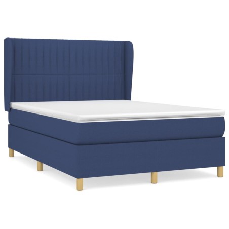 vidaXL Giroletto a Molle con Materasso Blu 140x190 cm in Tessuto