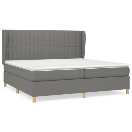 vidaXL Giroletto a Molle con Materasso Grigio Scuro 200x200 cm Tessuto