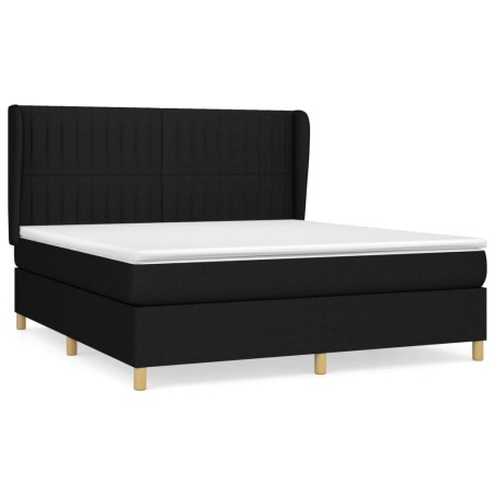 vidaXL Giroletto a Molle con Materasso Nero 160x200 cm in Tessuto