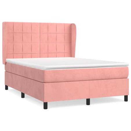 vidaXL Giroletto a Molle con Materasso Rosa 140x200 cm in Velluto
