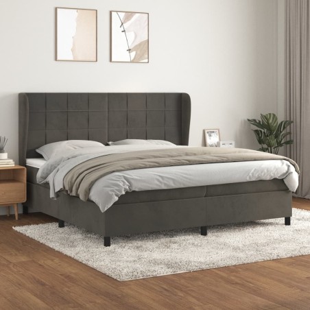 vidaXL Giroletto a Molle con Materasso Grigio Scuro 200x200 cm Velluto