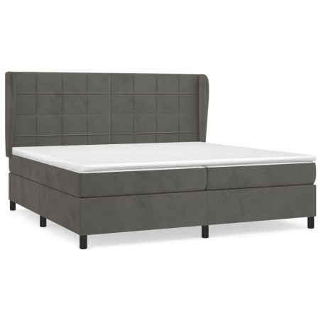 vidaXL Giroletto a Molle con Materasso Grigio Scuro 200x200 cm Velluto