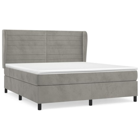 vidaXL Giroletto a Molle con Materasso Grigio Chiaro 160x200cm Velluto