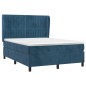 vidaXL Giroletto a Molle con Materasso Blu Scuro 140x200 cm in Velluto
