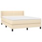 vidaXL Giroletto a Molle con Materasso Crema 140x200 cm in Tessuto