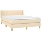 vidaXL Giroletto a Molle con Materasso Crema 140x19 cm in Tessuto