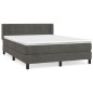 vidaXL Giroletto a Molle con Materasso Grigio Scuro 140x190 cm Velluto