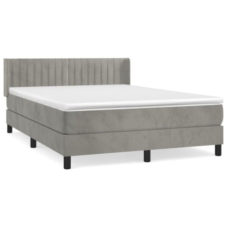 vidaXL Giroletto a Molle con Materasso Grigio Chiaro 140x200cm Velluto