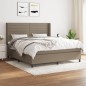 vidaXL Giroletto a Molle con Materasso Tortora 160x200 cm in Tessuto