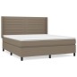 vidaXL Giroletto a Molle con Materasso Tortora 160x200 cm in Tessuto