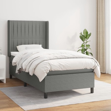 vidaXL Giroletto a Molle con Materasso Grigio Scuro 80x200 cm Tessuto