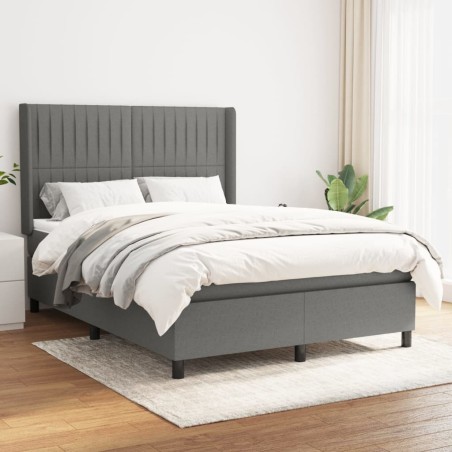 vidaXL Giroletto a Molle con Materasso Grigio Scuro 140x190 cm Tessuto
