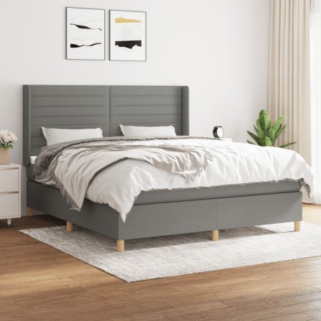 vidaXL Giroletto a Molle con Materasso Grigio Scuro 160x200 cm Tessuto