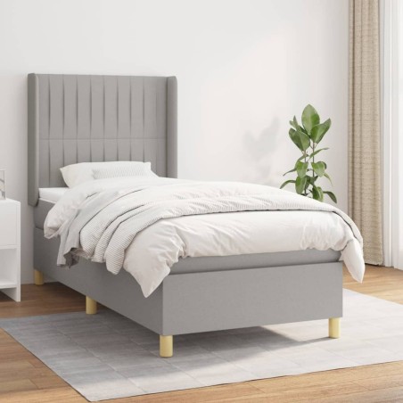 vidaXL Giroletto a Molle con Materasso Grigio Chiaro 80x200 cm Tessuto